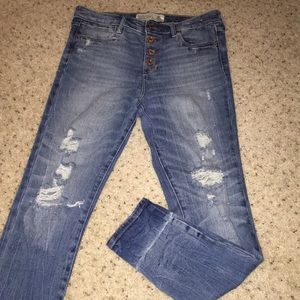 Ankle jean high rise button front denim