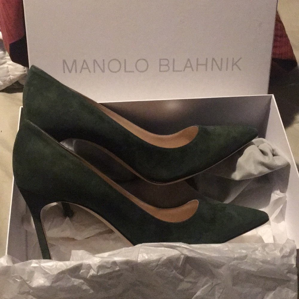 Green Suede Manolo Blahnik BB 105