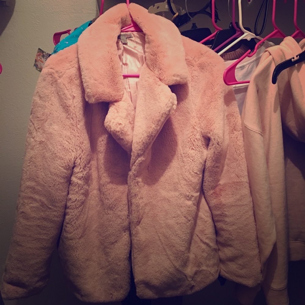 Pink fur coat medium