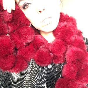 Red Rabbit Fur Scarf