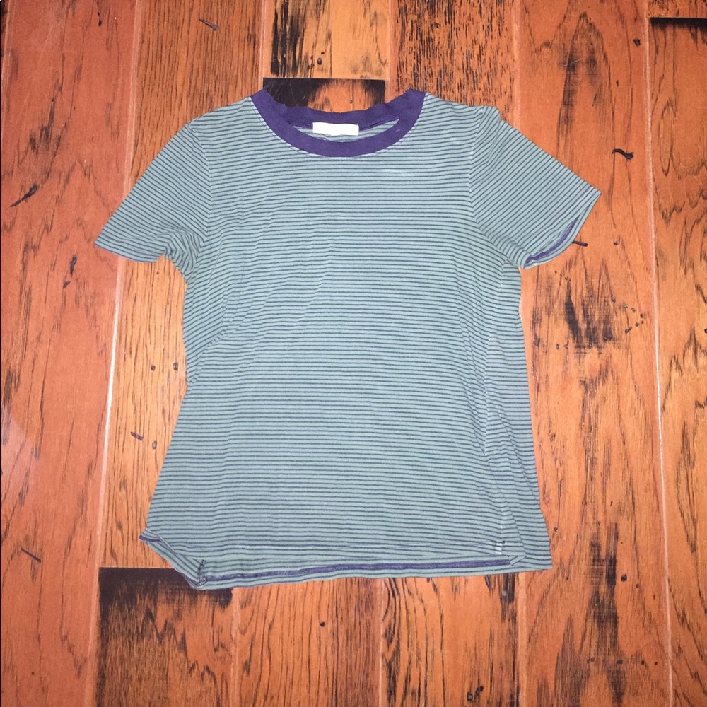 green and navy crop top
