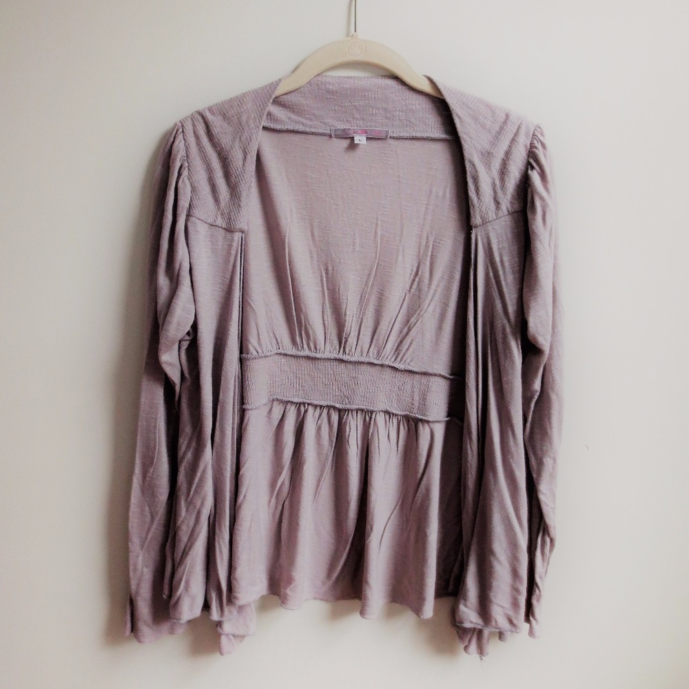 Grey Stretchy Long Sleeve Cardigan Size Large