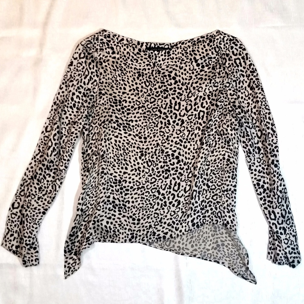 ZARA WOMAN Women's Size M Blouse Top Shirt Animal