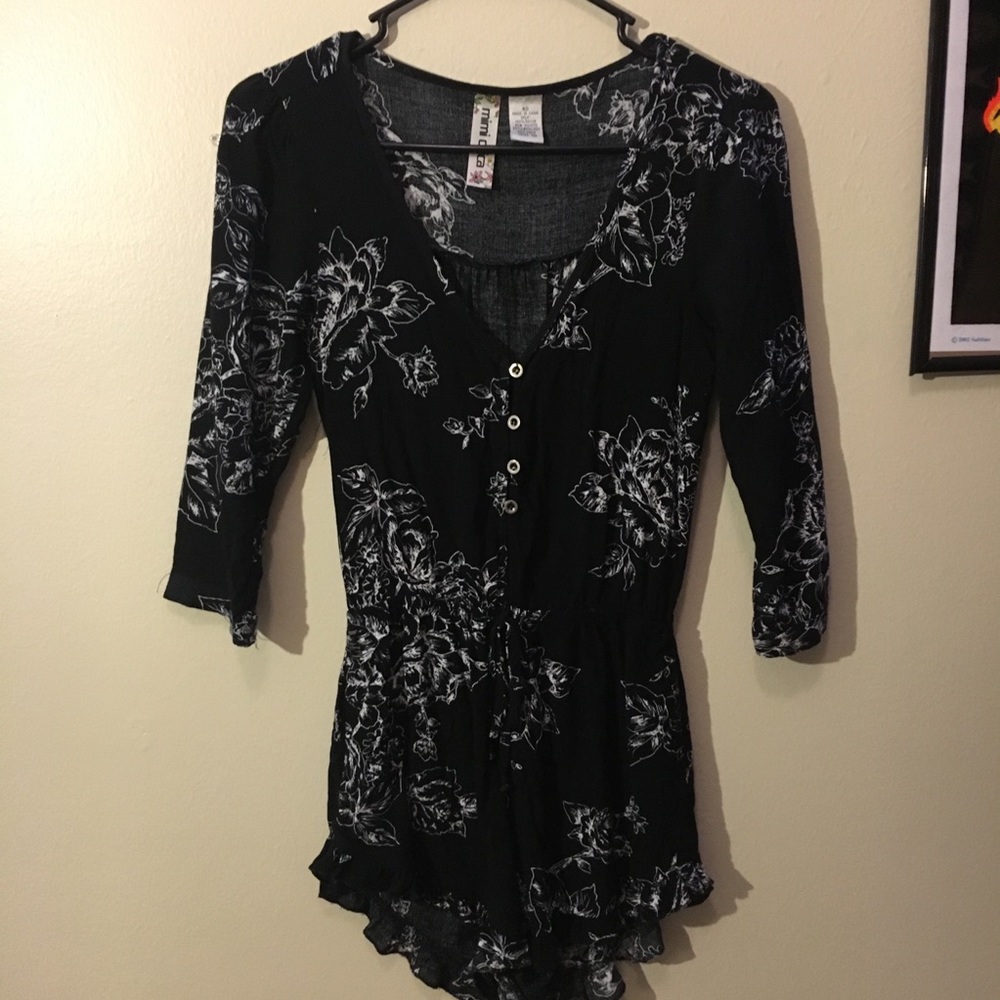 Black and White Floral Romper
