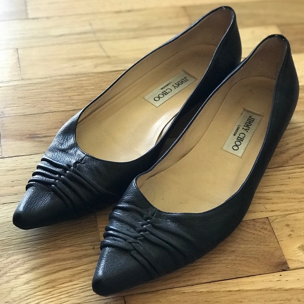 Jimmy Choo Black Leather Flats W40
