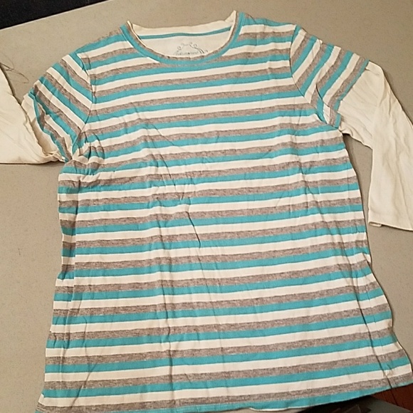 MOTHERHOOD MATERNITY Blue/Gray/White 3/4Length Top - Picture 1 of 3