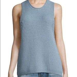 Vince Blue Sleeveless Sweater Blouse
