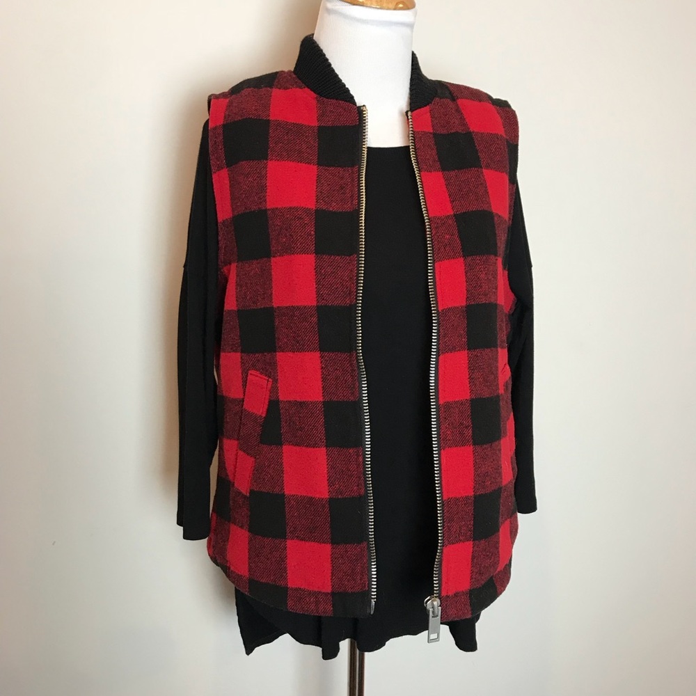 Plaid Shearling Vest