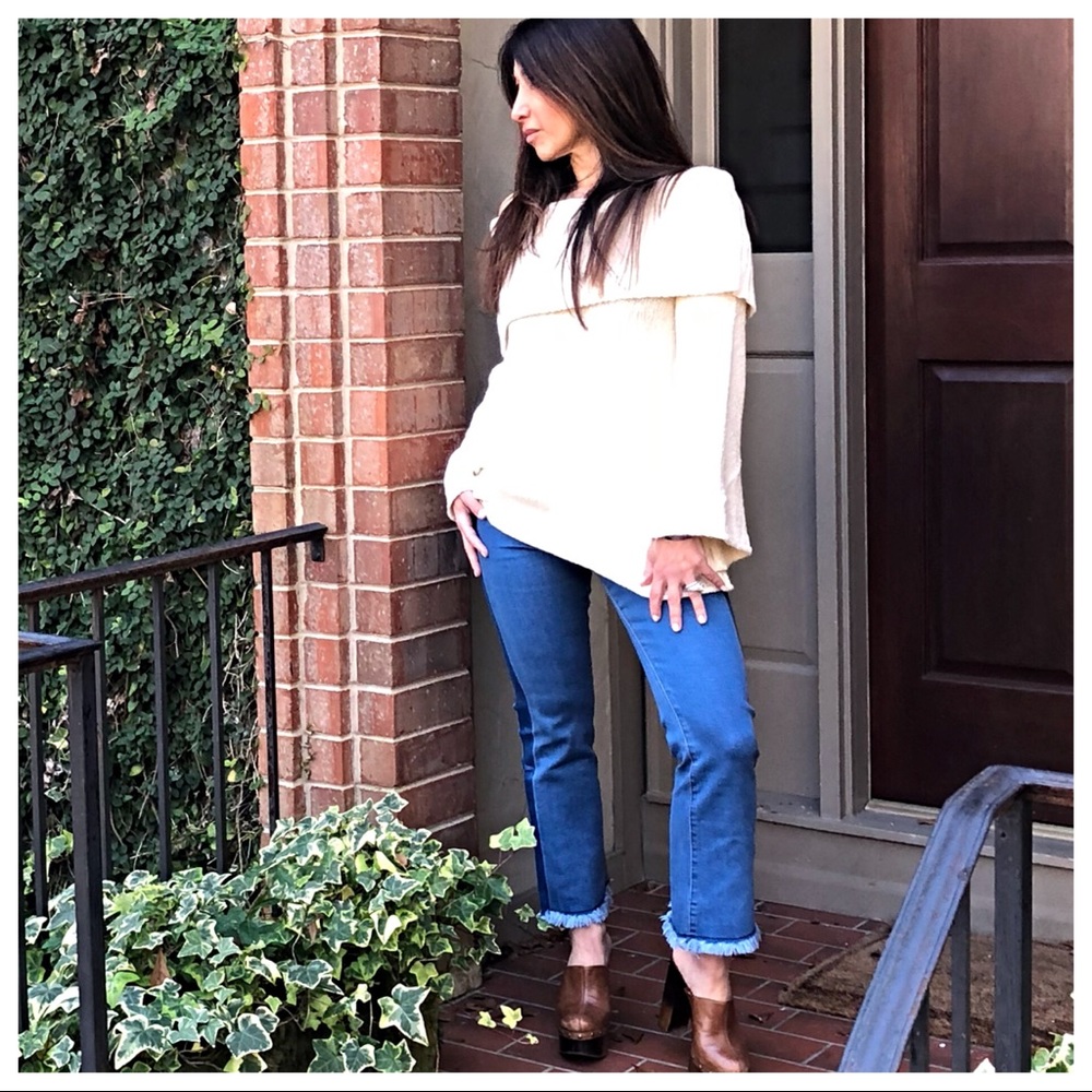 ✨LAST✨Off white cowl neck off the shoulder sweater - Picture 2 of 8