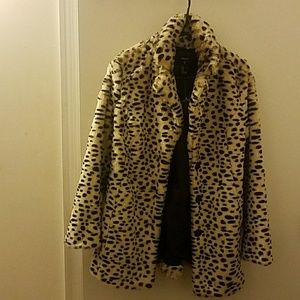 Leopard faux fur coat