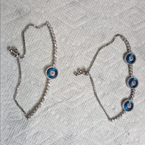 Evil eye bracelet in silver w/ cubic zirconia - Picture 2 of 2