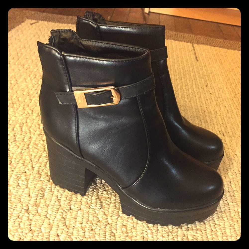 Black Track Heel Booties