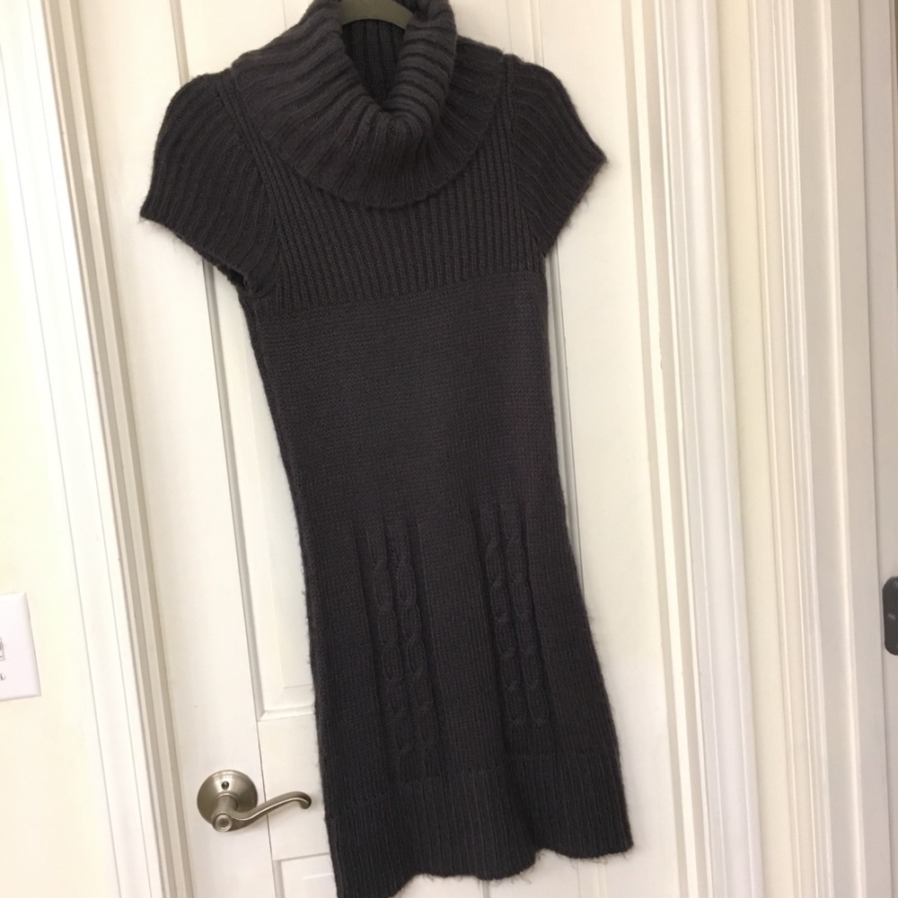 Charcoal grey cowl neck sweater dress