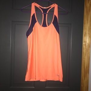 Orange under armour dry fit shirt. Size L