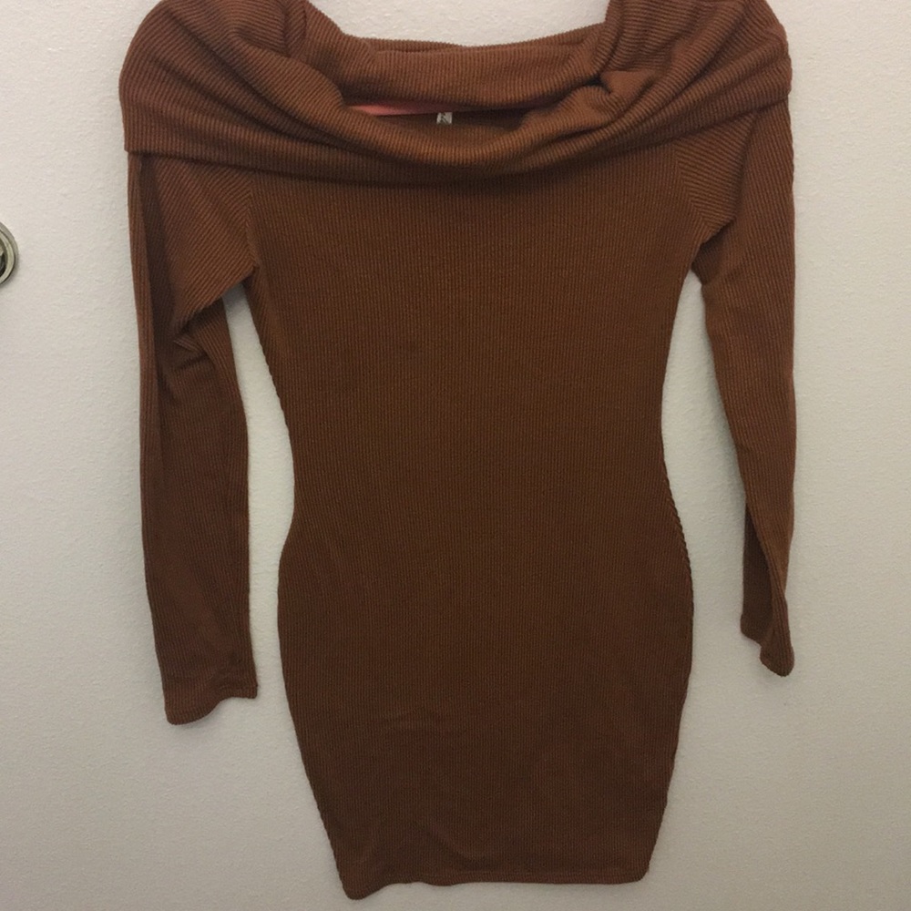 Sweater dress cowl neck
