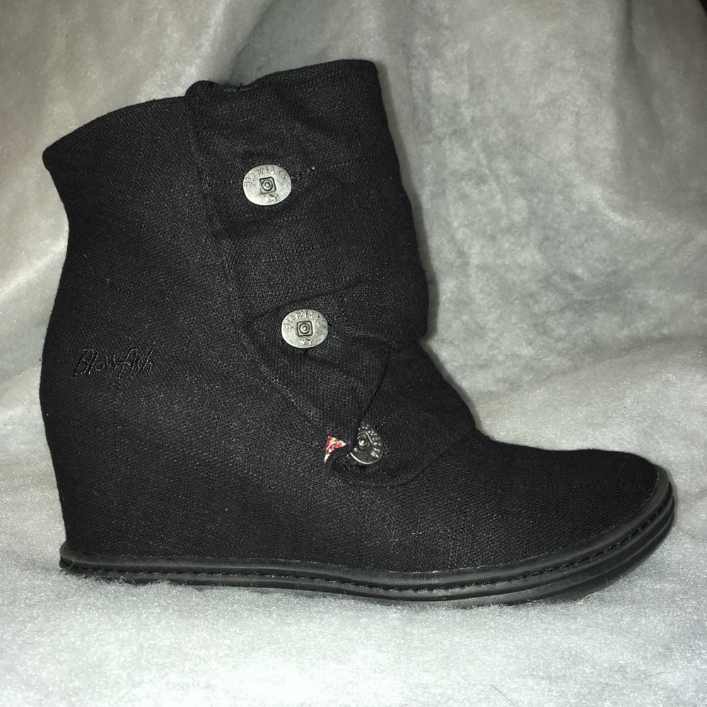 Blowfish canvas wedge booties