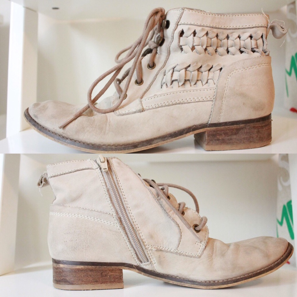 Aldo Suede Ankle Boots with Lattice Detail