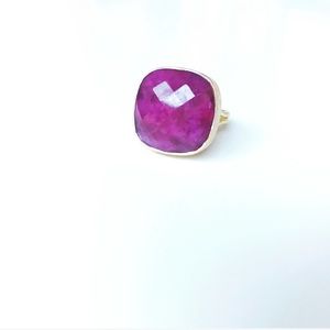 Ruby Multifaceted Gem Stone Gold Statement Ring, 2 Pack