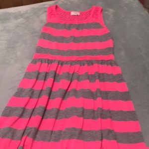 Pink and grey striped dress