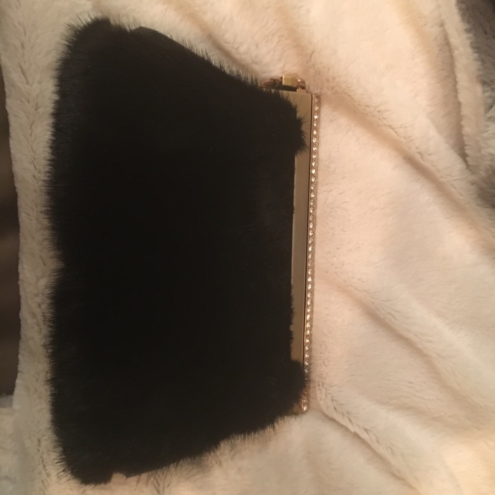 Valentino mink and crocodile clutch