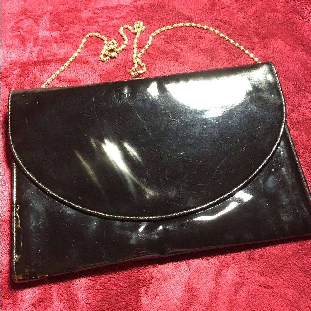 Vintage envelope clutch bag black Vinyl