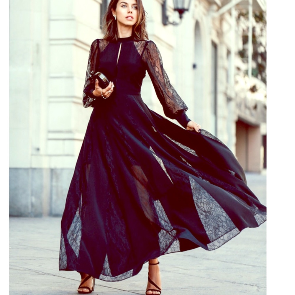 Express Edition Lace Inset Silk Dress