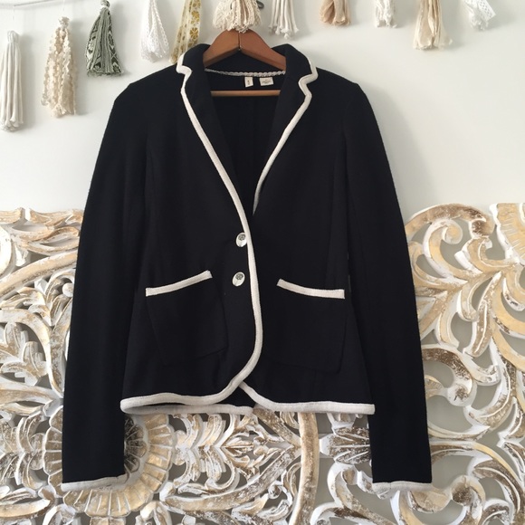 Anthropologie Jackets & Blazers - Anthropologie Moth Black White Piped Joliet Blazer