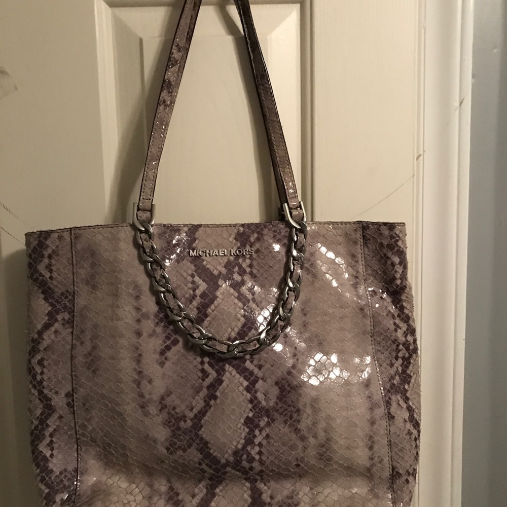 Michael Kors Silver gray snakeskin purse