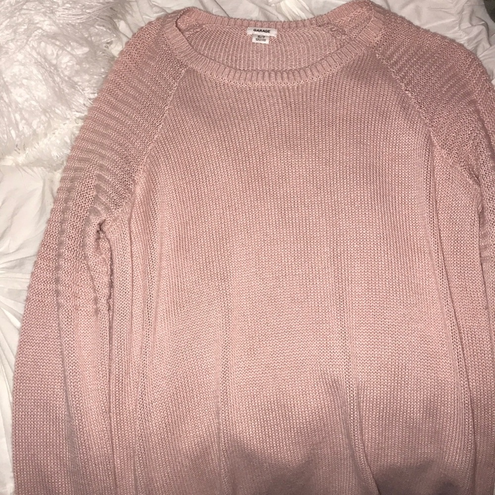 light pink long sleeve sweater from garage