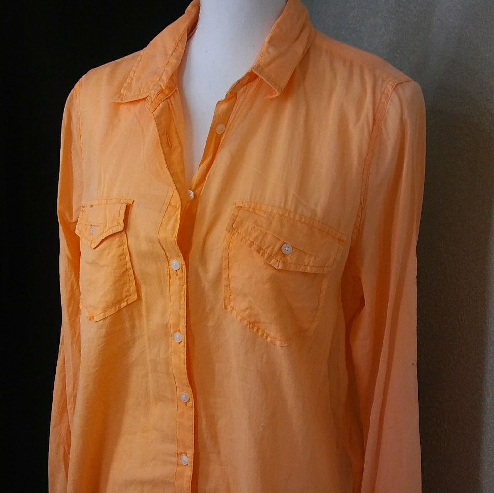 Aeropostale AERO Light Button Up Blouse Orange