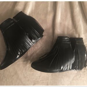 Black Fringe Booties