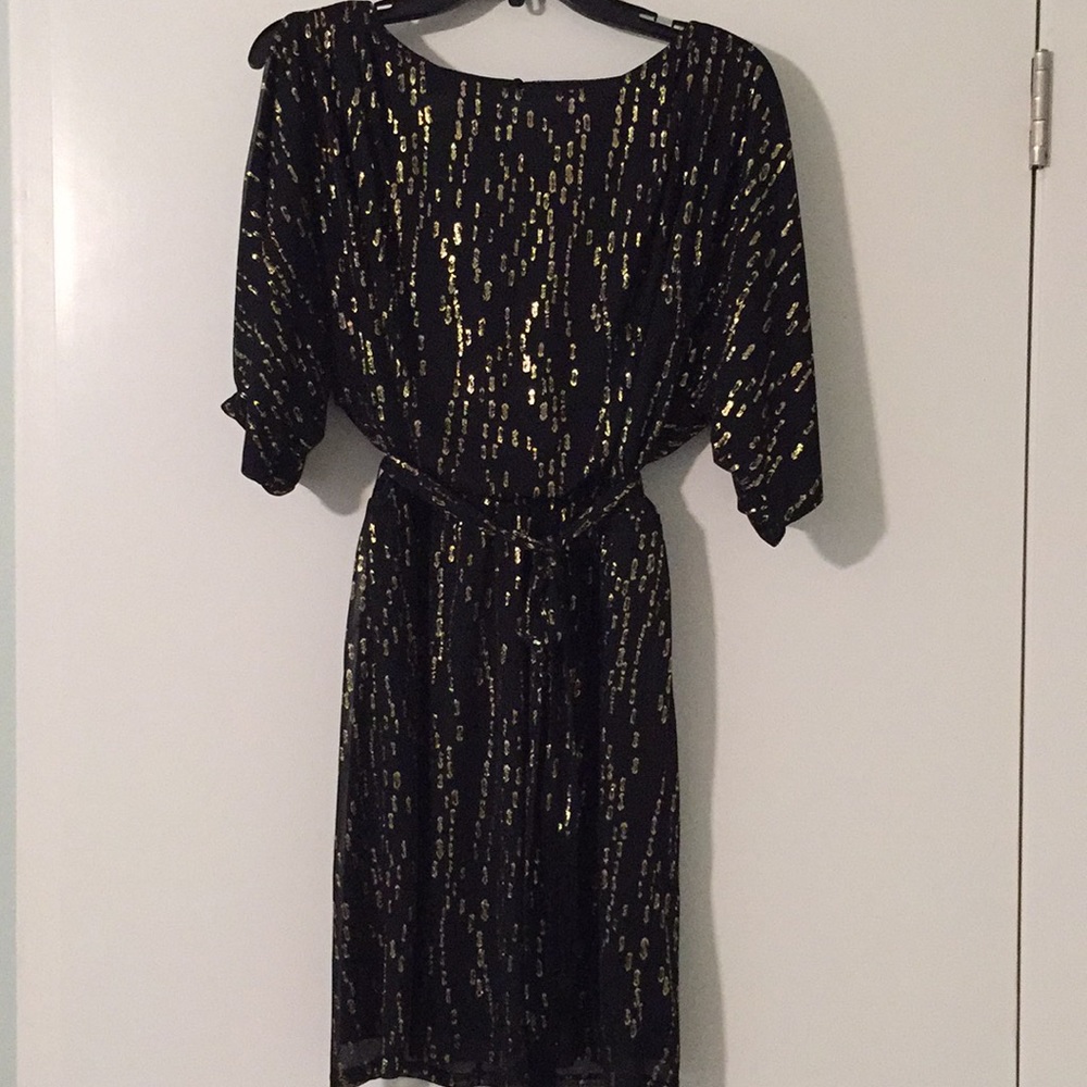 Jessica Simpson black and gold leopard sash dress