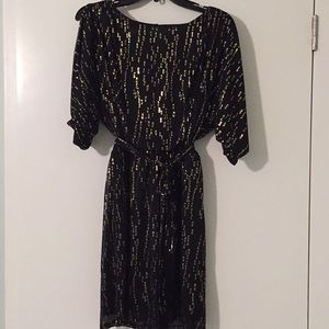 Jessica Simpson black and gold leopard sash dress