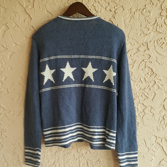 Christopher & Bank M blue cardigan white star - Picture 2 of 4