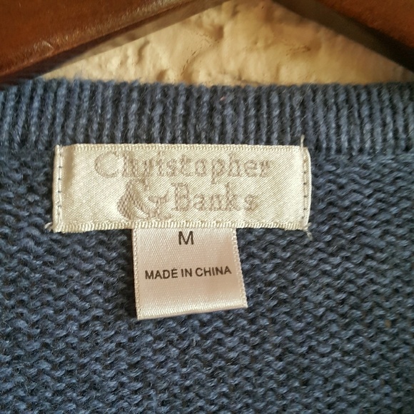 Christopher & Bank M blue cardigan white star - Picture 3 of 4