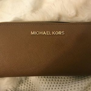 Michael Kors  Zip-Around Brown Leather Wallet