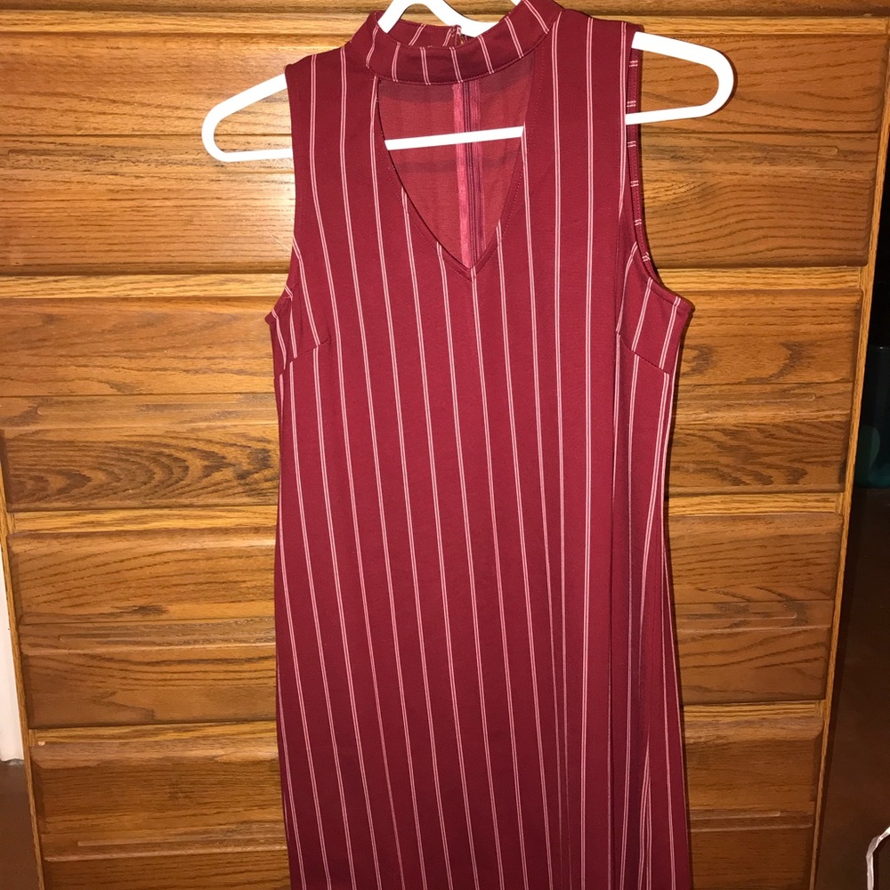 Maroon pin stripe dress