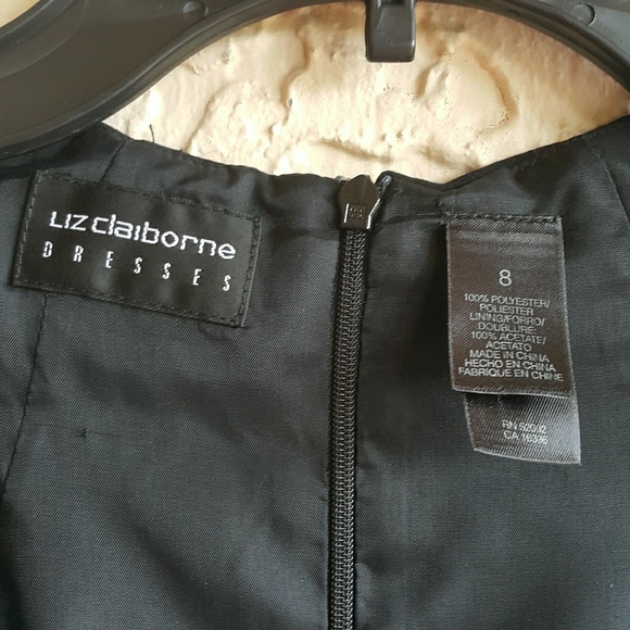 Liz Claiborne Sz8 Long black dress rose embroidery - Picture 4 of 4