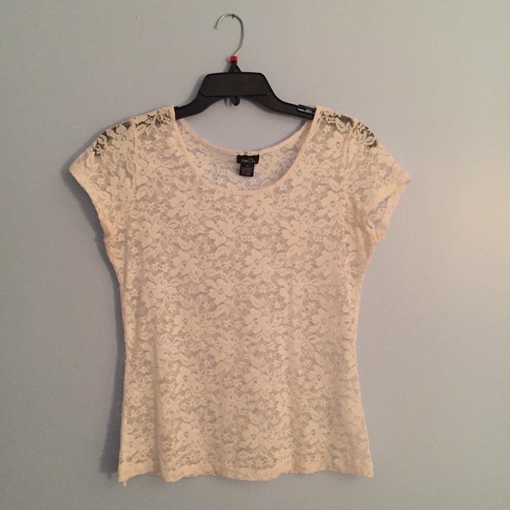 👚See through white lace T-shirt 👚