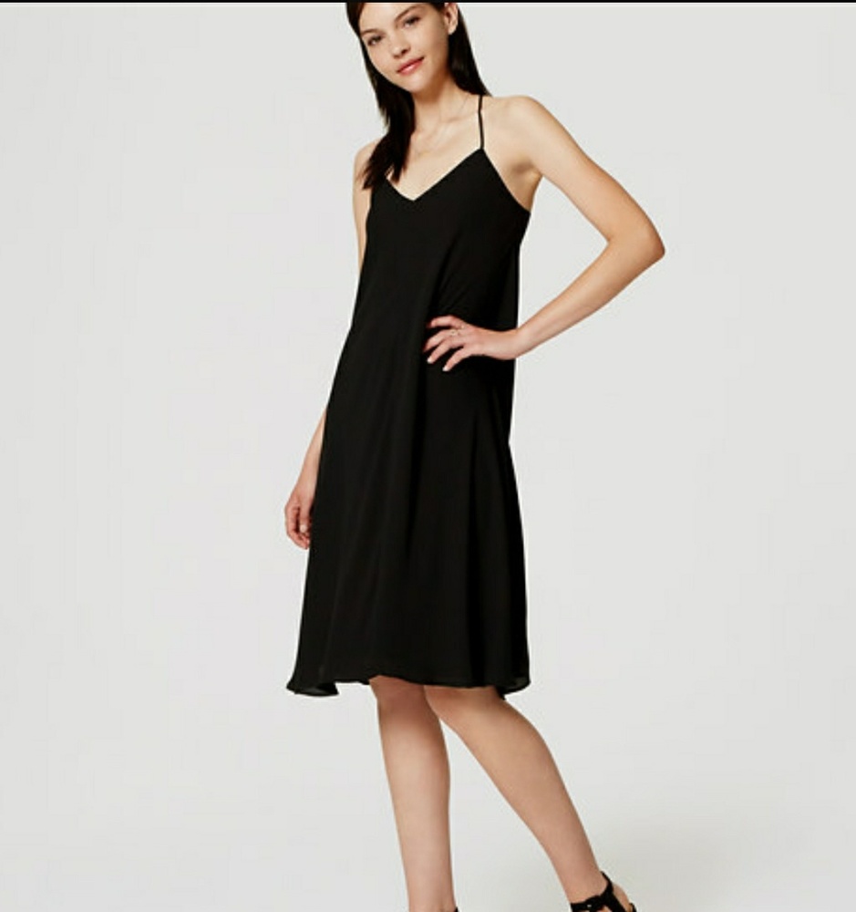 NWT LOFT black strappy racerback dress