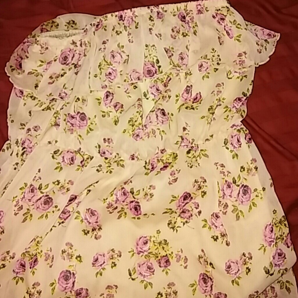 Floral print ankle length tube top sun dress
