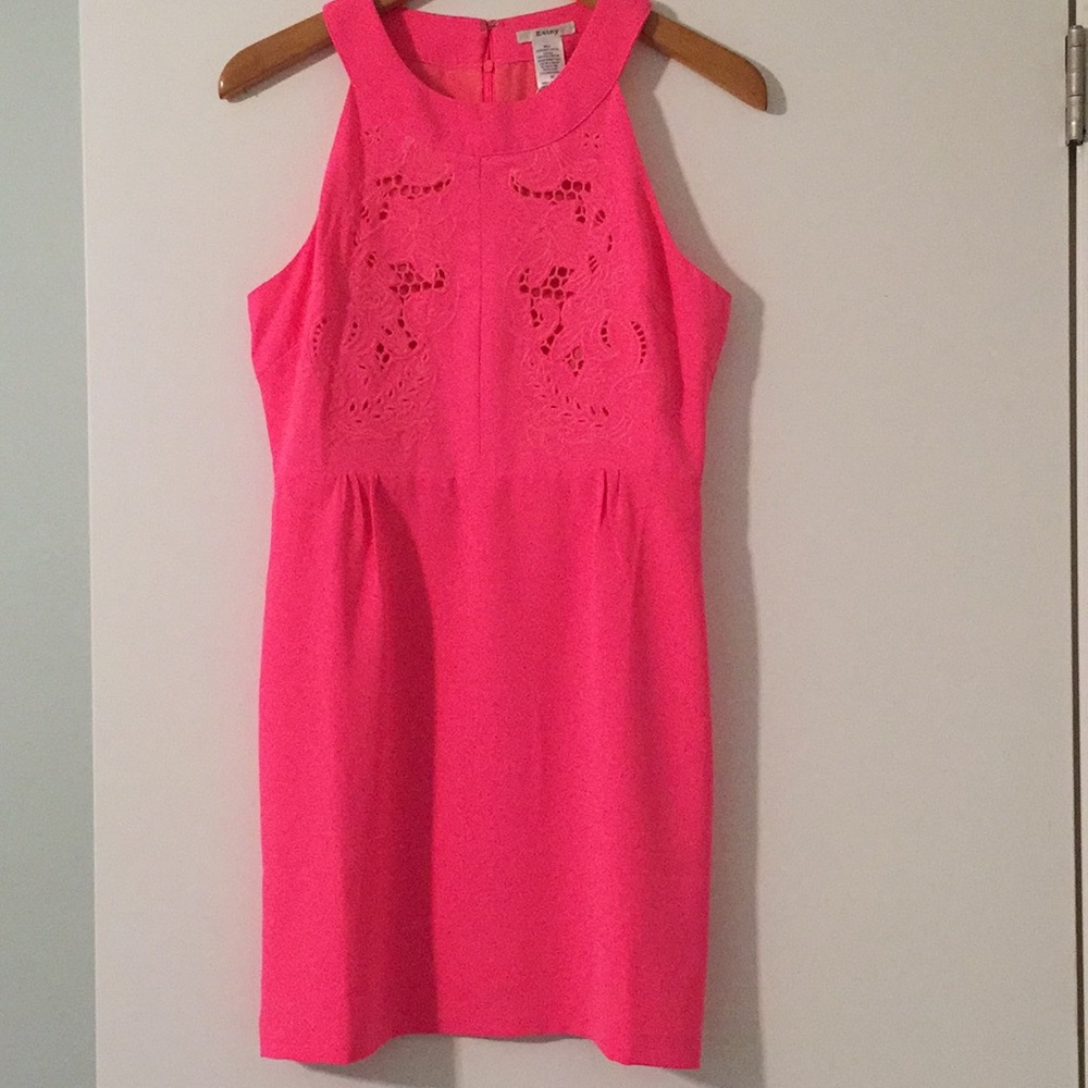Lulus hot pink embroidered dress