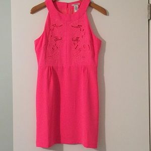 Lulus hot pink embroidered dress