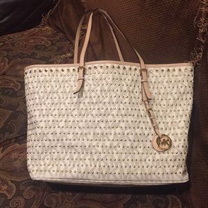 MK large jet set gold studded tote