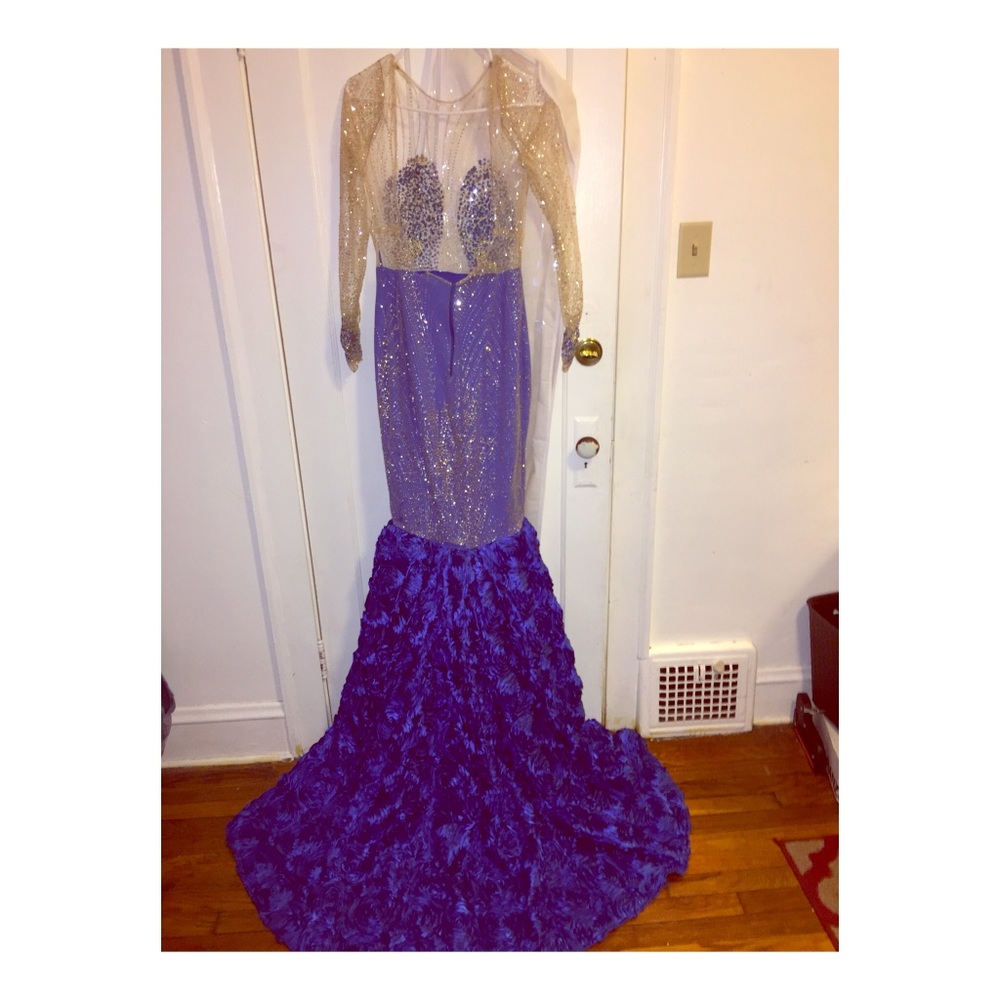 #prom #dress #blue #gold  #glittery