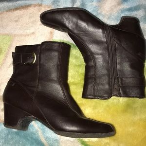 Faux brown leather ankle boots