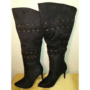 Black knee high boots