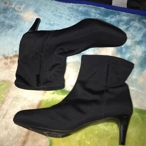 Black stiletto zip up booties