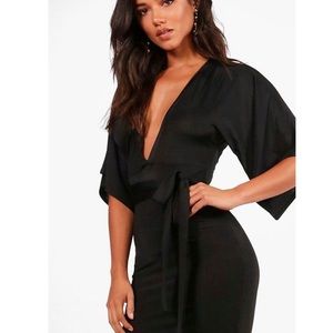 NWT Slinky Kimono Sleeve Tie Waist Midi Dress