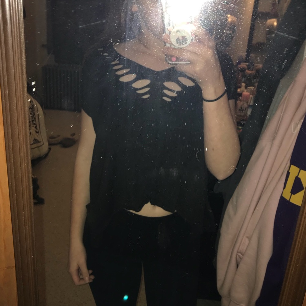 Distressed/Ripped Black Shirt